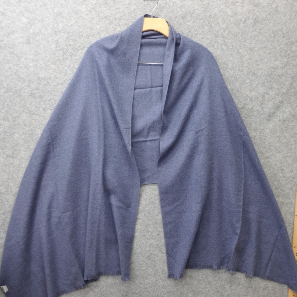Blue Shawl Wrap Solid Oversized Scarf Throw Blanket Heathered Denim ELLE 26x76